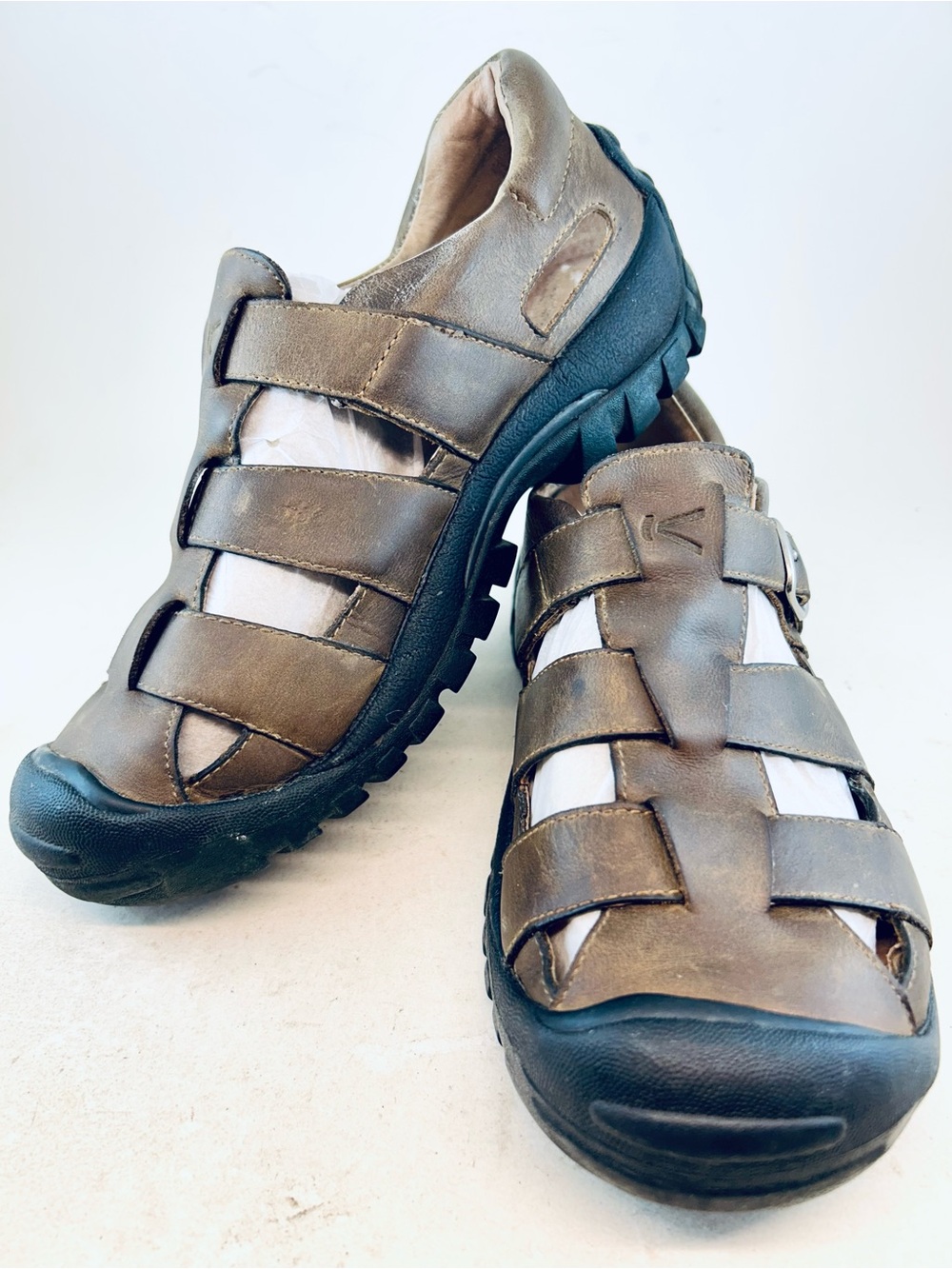 KEEN Women's Brown Leather Fisherman H2 Buckle Sandals, Size 38.5 8